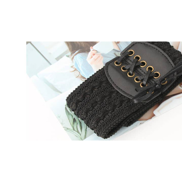 2/$30 Belt Lace Up Wrap Around Waist Black Boho Gypsy Cinched Woven Cute - Picture 6 of 11
